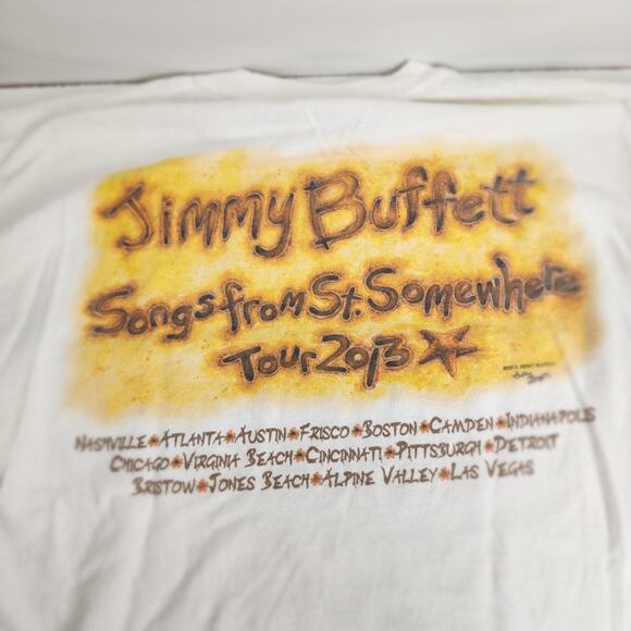 Gildan Jimmy Buffet 5 o'clock on St. Somewhere White Long Sleeve Tee Mens Size M - Picture 4 of 8